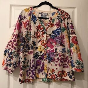 Johnny Was Multicolor Floral Blouse